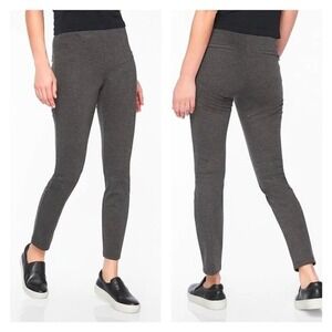 ATHLETA Siena Skinny Pant Womens 10Tall Grey Olive Ponte Knit Mid‎ Rise